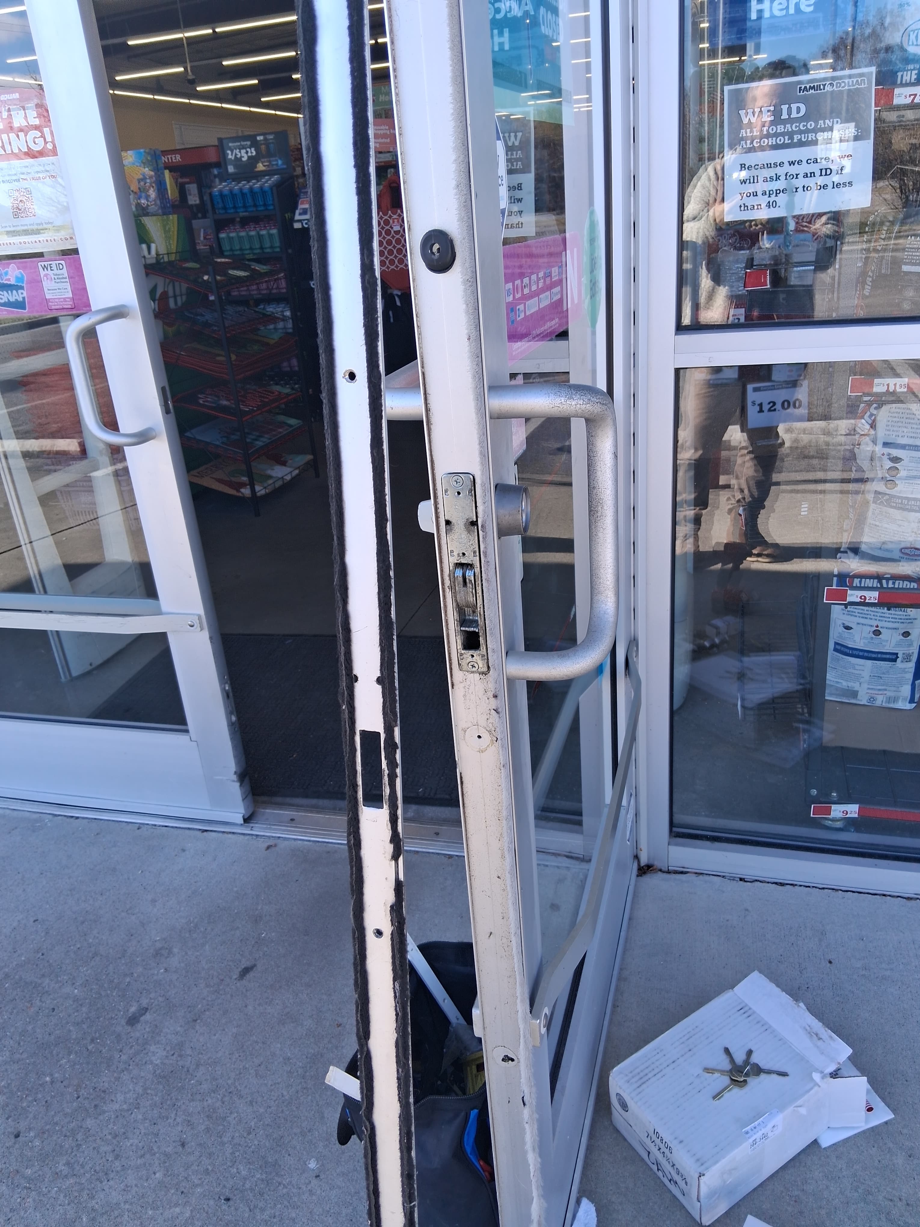 Before replacement store front lockset