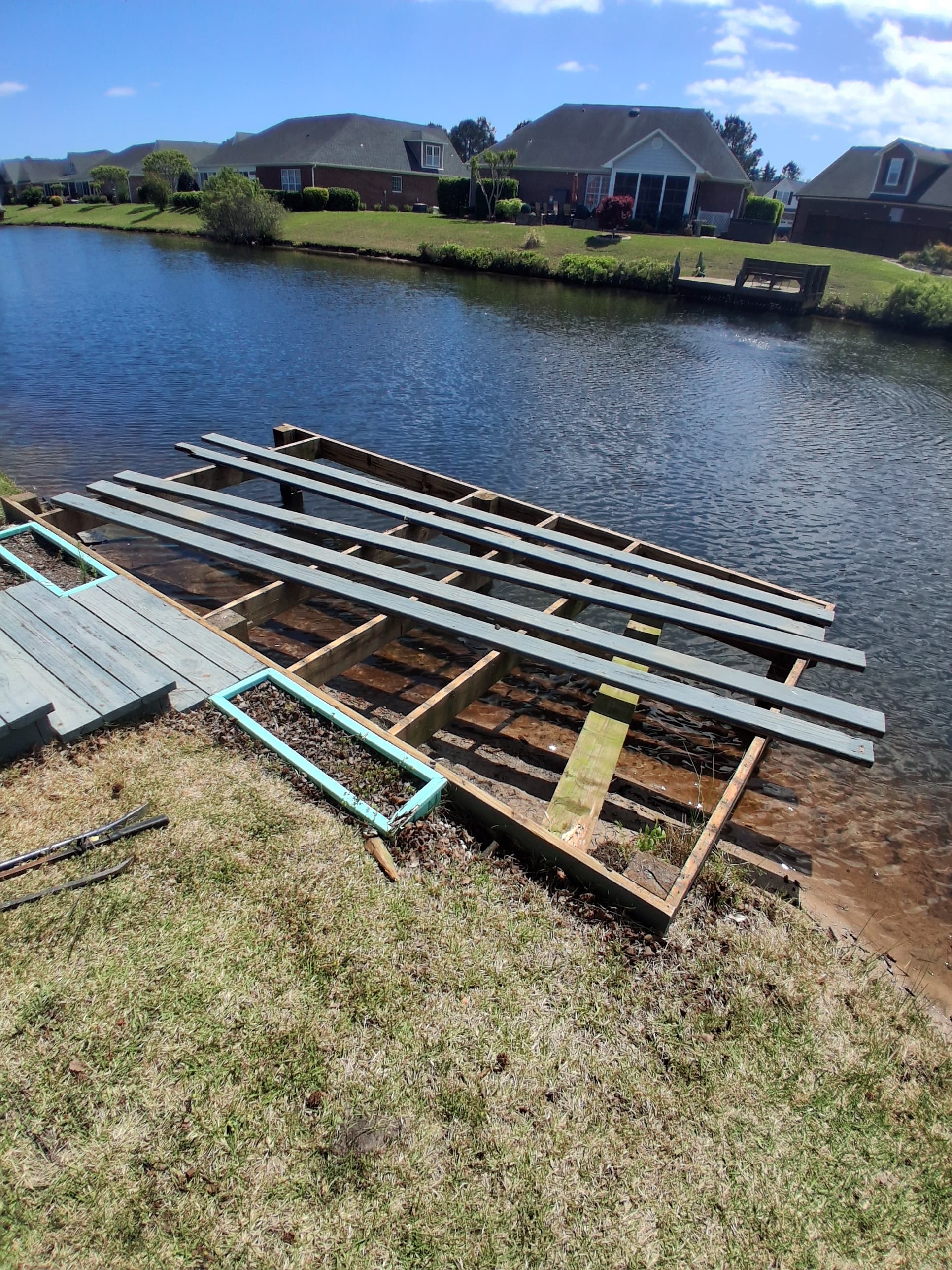 Existing residential dock decking before replacement