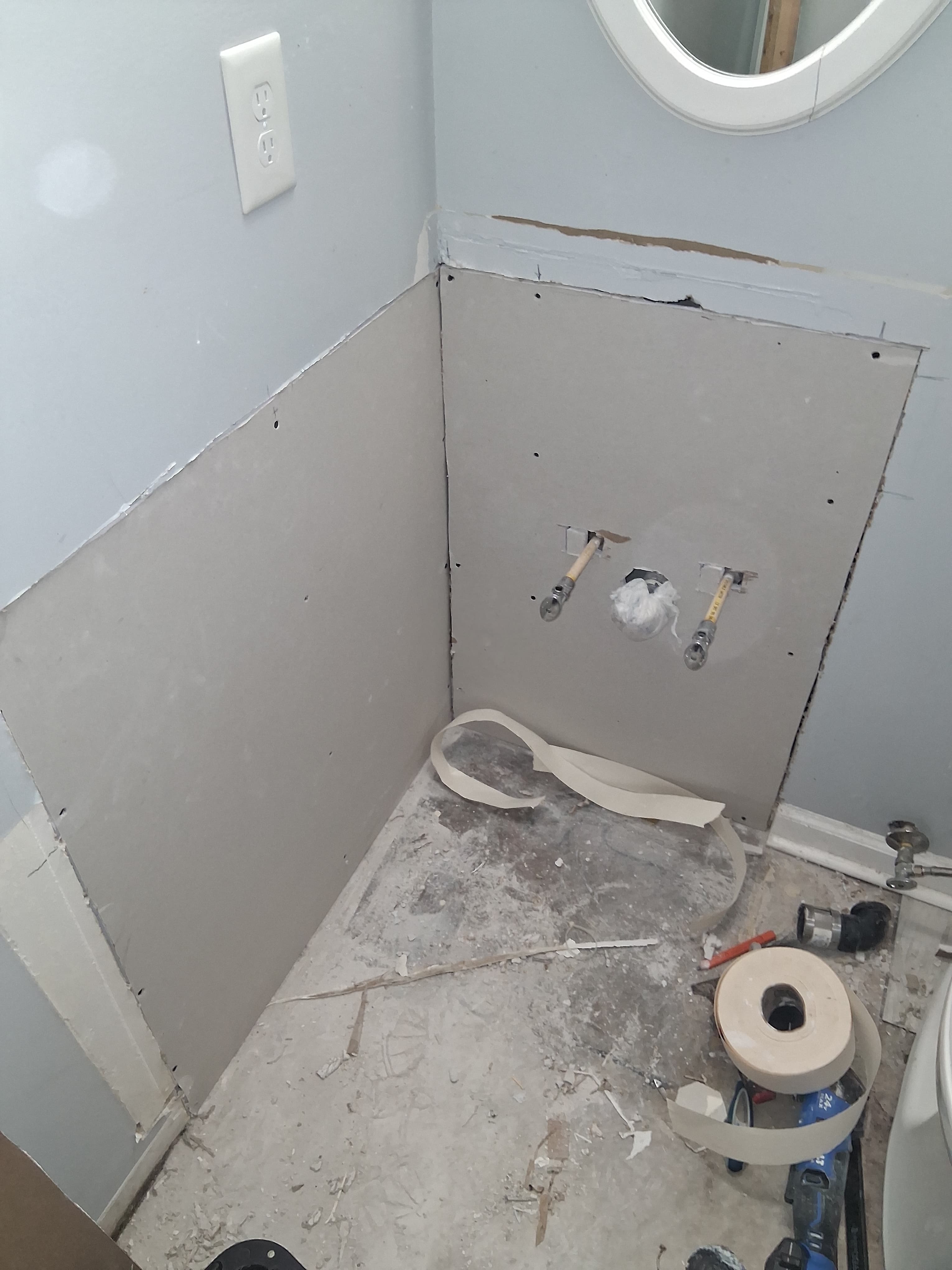 Residential drywall damage before repair