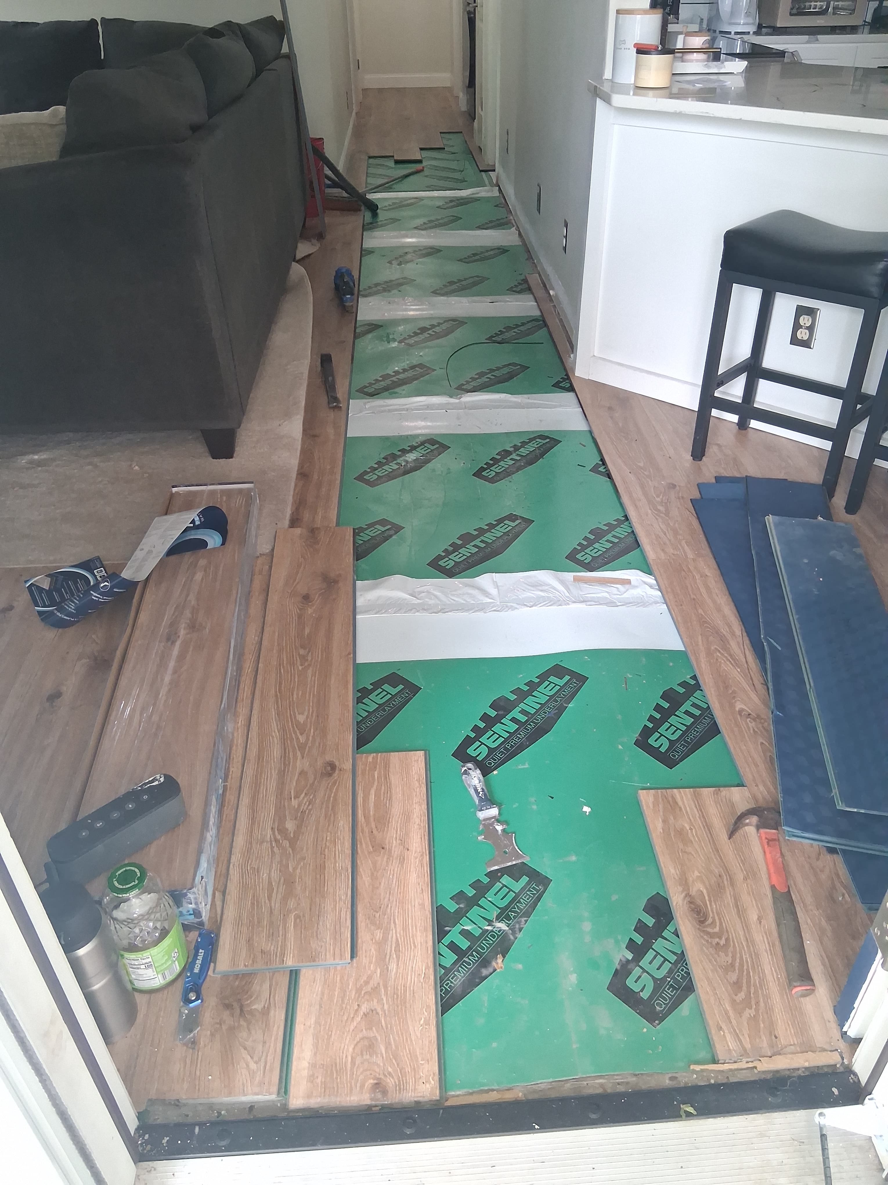 Replaced residential luxury vinyl plank flooring repair