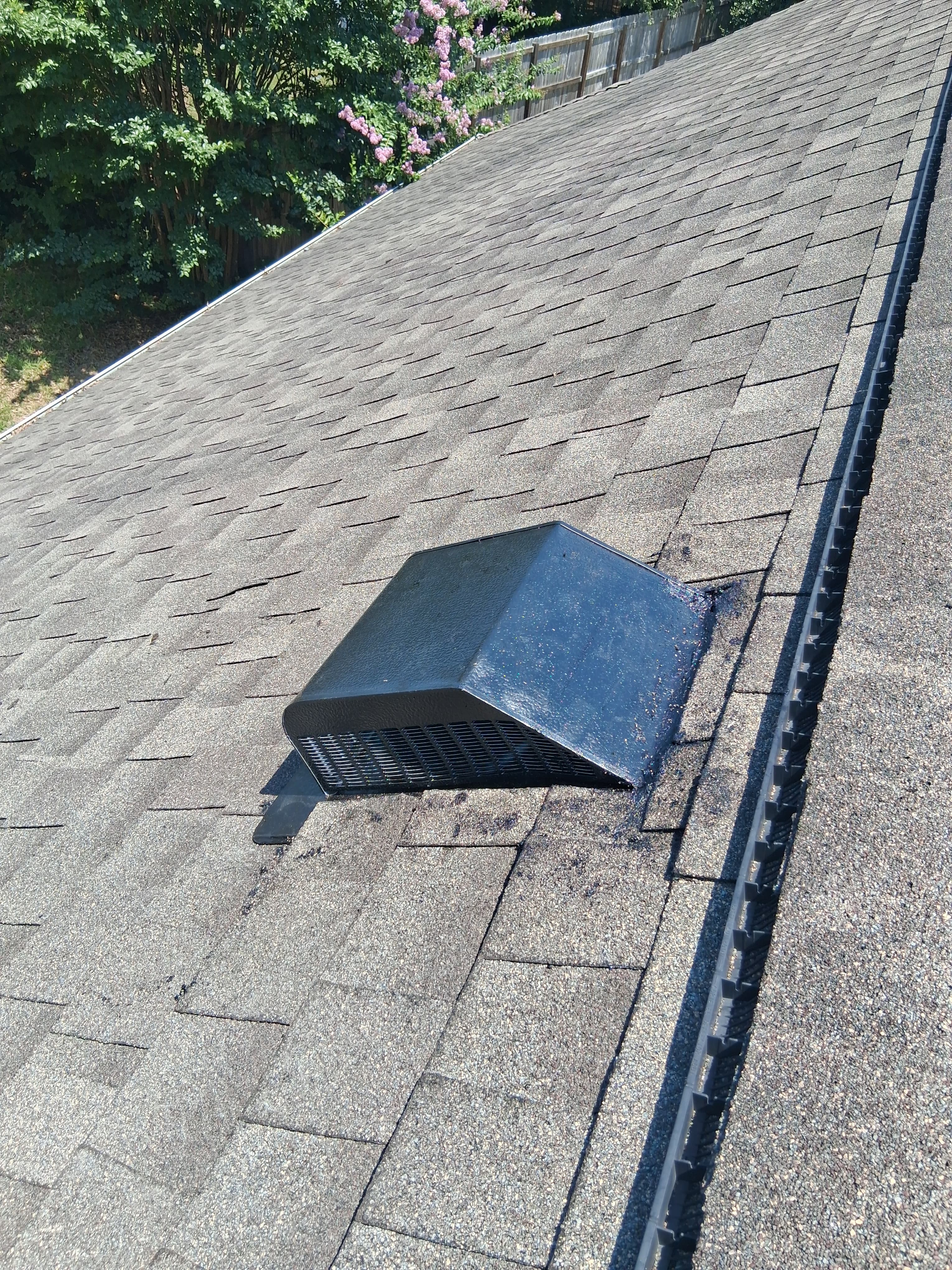 Completed residential roof vent repair